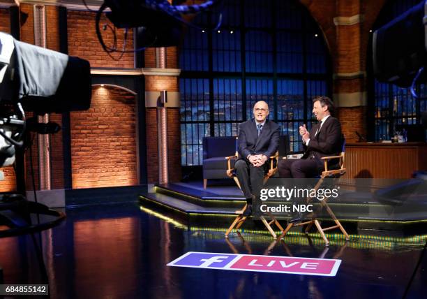 Episode 531 -- Pictured: Comedian Jeffrey Tambor during an intervier with host Seth Meyers during the Facebook Live segment on May 18, 2017 --