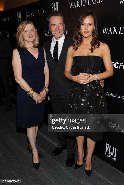 Robin Swicord, Bryan Cranston and Jennifer Garner attend a special screening of "Wakefield" hosted by FIJI Water and the Cinema Society at Landmark...