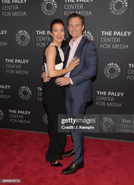 Actress Bellamy Young and actor Tony Goldwyn attend The Paley Center For Media Presents: The Ultimate "Scandal" Watch Party at The Paley Center for...