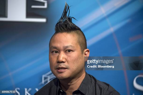 Tony Hsieh, chief executive officer of Zappos.com Inc., speaks at the Skybridge Alternatives conference in Las Vegas, Nevada, U.S., on Thursday, May...