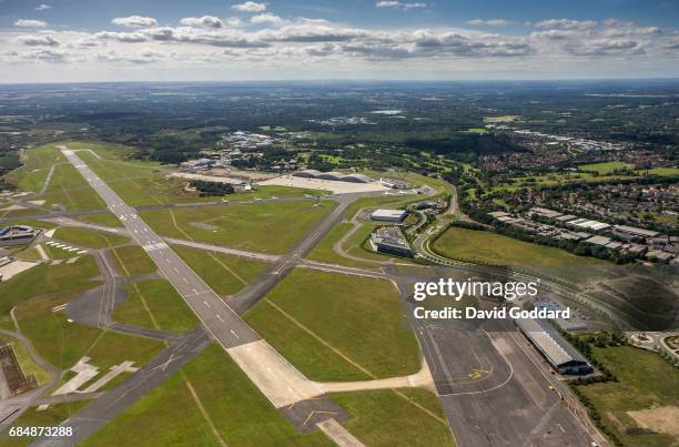 Aerial photograph of Farnborough Airport, formerly known as the Royal Aircraft Establishment. This former Ministry of Defence Airfield dates back to...