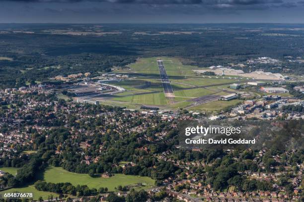 Aerial photograph of Farnborough Airport, formerly known as the Royal Aircraft Establishment. This former Ministry of Defence Airfield dates back to...