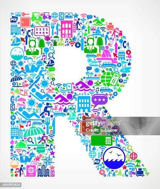 letter r resort hotel and hospitality industry icons background - letter r stock illustrations