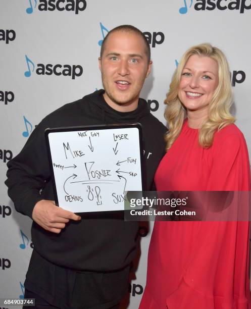 Singer Mike Posner and ASCAP CEO Beth Matthews at the 2017 ASCAP Pop Awards at The Wiltern on May 18, 2017 in Los Angeles, California.