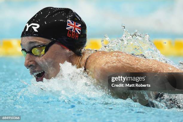 Alys Thomas of Great Britain competes in 200m butterfly heats during the Japan Open 2017 at Tokyo Tatsumi International Swimming Pool on May 19, 2017...