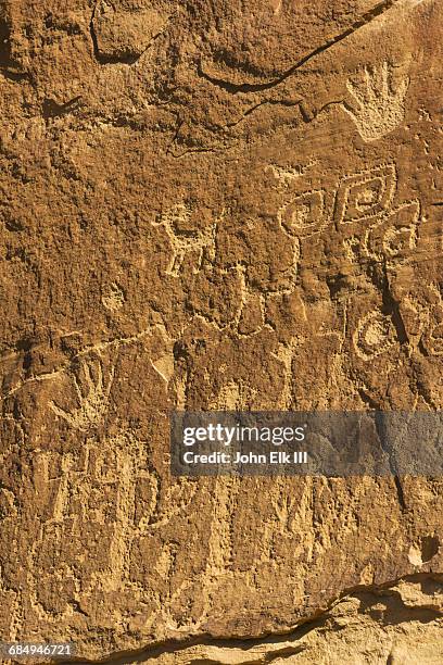 mesa verde np, petroglyph point trail, petroglyphs - mesa verde national park foto e immagini stock