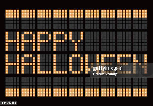 led message is "happy halloween" - led light panel stock illustrations