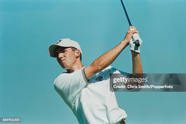 Spanish golfer Sergio Garcia pictured in action for Team Europe during play to lose to Team USA in the 1999 Ryder Cup, 14.5 - 13.5 at The Country...