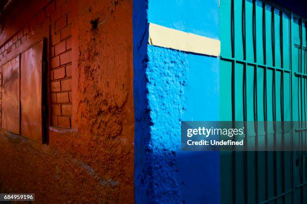 textured corner of a brick building. - callao lima stock pictures, royalty-free photos & images