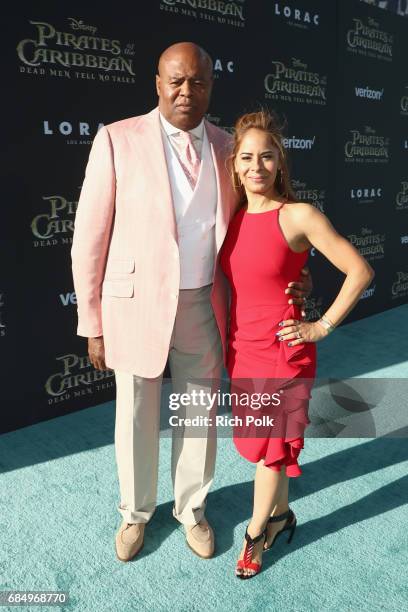 Actor Chi McBride and Julissa McBride at the Premiere of Disneys and Jerry Bruckheimer Films Pirates of the Caribbean: Dead Men Tell No Tales, at...