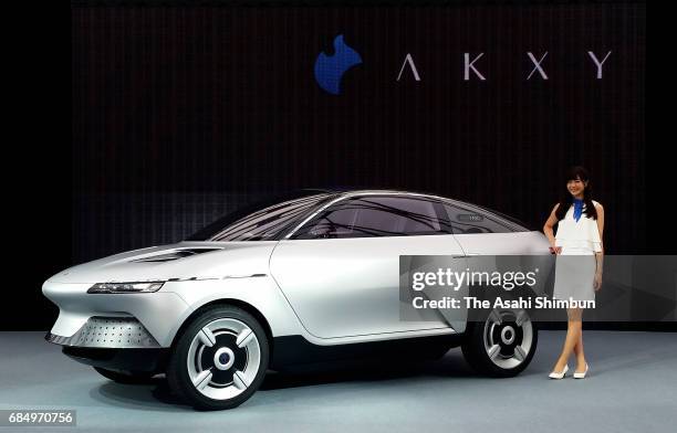 Concept car 'AKXY' developped by chemical company Asahi Kasei and EV car company GLM is displayed during its unveiling on May 15, 2017 in Tokyo,...