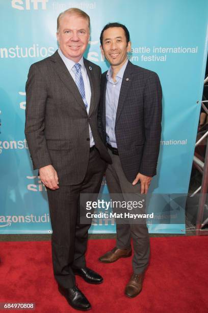 Seattle Mayor Ed Murray and his Husband Michael Shiosaki attend the 43rd Seattle International Film Festival Opening Night at McCaw Hall on May 18,...