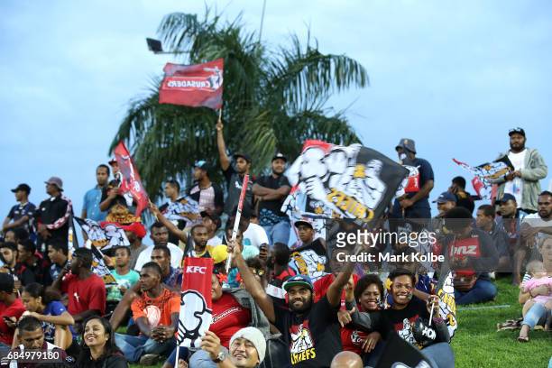 General view is seen of the crowd as they wait for kick-off during the round 13 Super Rugby match between the Chiefs and the Crusaders at ANZ Stadium...