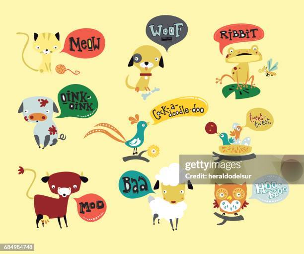 talking animals - cute puppies stock illustrations