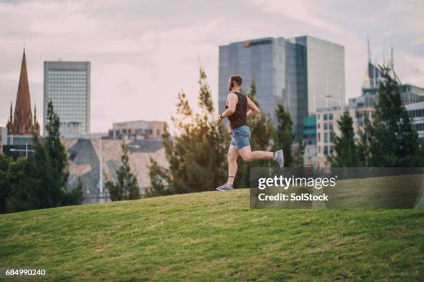 jogging in the park - birrarung marr imagens e fotografias de stock