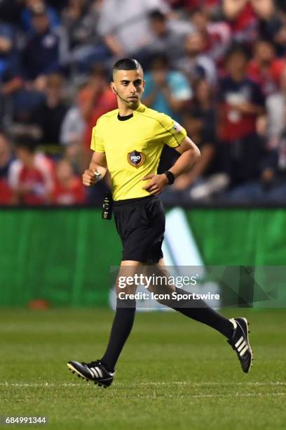 Referee in action during a game against the Seattle Sounders and the Chicago Fire on May 13 at Toyota Park, in Bridgeview, IL. Fire won 4-1.