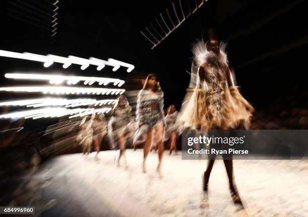 Models walk the runway at the Alice McCall show the during Mercedes-Benz Fashion Week Resort 18 Collections at Carriageworks on May 15, 2017 in...