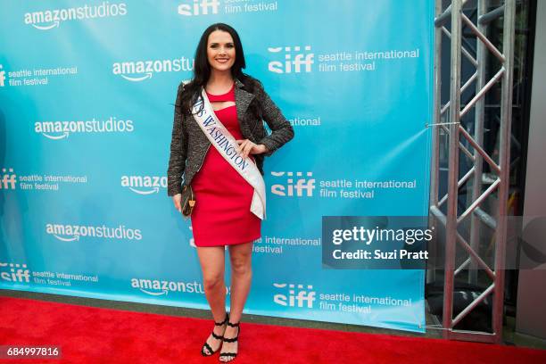 Miss Washington Alicia Cooper arrives at the opening night gala of the Seattle International Film Festival on May 18, 2017 in Seattle, Washington.