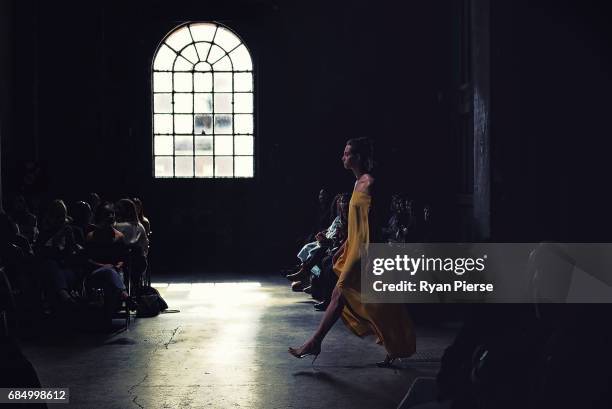 Model walks the runway at the Gary Bigeni Show at Mercedes-Benz Fashion Week Resort 18 Collections at Carriageworks on May 16, 2017 in Sydney,...