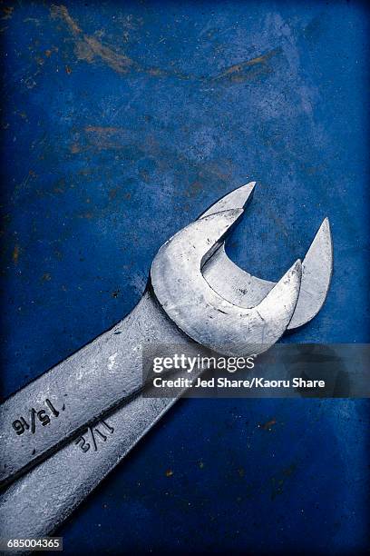 two crescent wrenches - open end spanner stock pictures, royalty-free photos & images