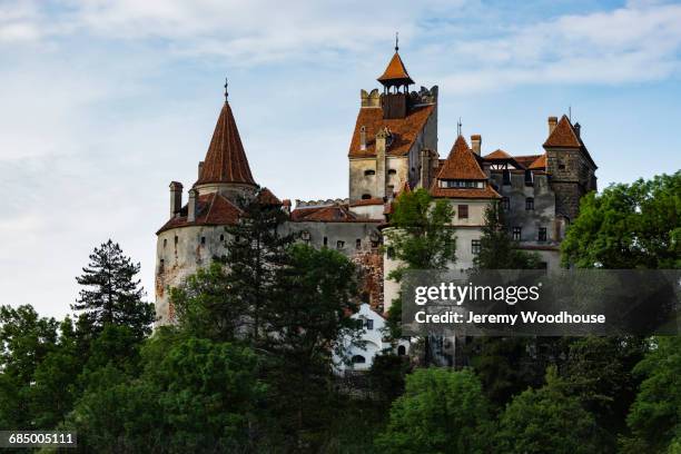castle on hill, bran, transylvania, romania - transilvania fotografías e imágenes de stock