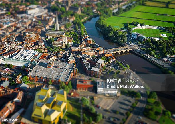 aerial view river severn, worcester, england, uk - severn river 個照片及圖片檔