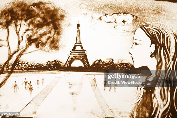 sand painting creative - prosperity tree stock illustrations