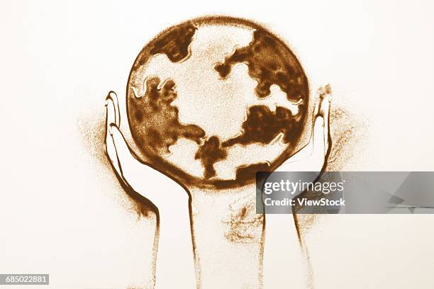 sand painting creative - empty cupped hands stock illustrations