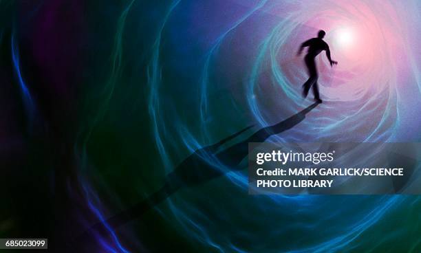 artwork depicting a near-death experience - gehirnstrom stock-grafiken, -clipart, -cartoons und -symbole