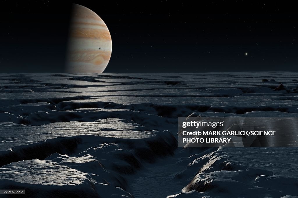 Artwork of Jupiter seen from Europa
