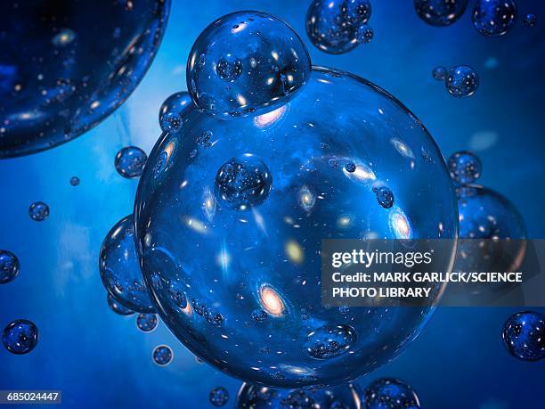 illustrazioni stock, clip art, cartoni animati e icone di tendenza di conceptual image of bubble universes - the big bang theory