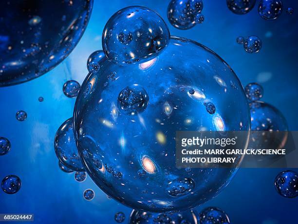 conceptual image of bubble universes - bubble burst stock illustrations