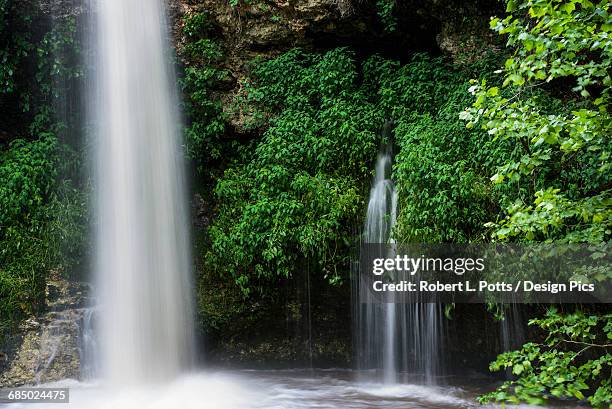 water pours over natural falls after a heavy rain - state park stock pictures, royalty-free photos & images