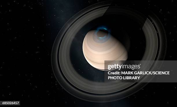 aurorae on saturn, illustration - saturn stock-grafiken, -clipart, -cartoons und -symbole