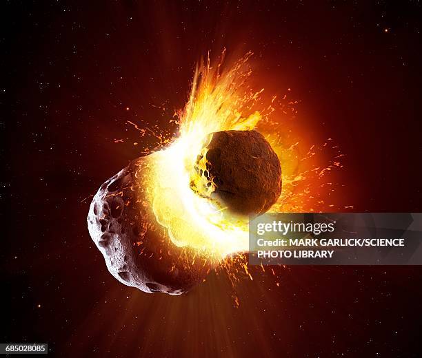 collision between two asteroids - geologic time scale 幅插畫檔、美工圖案、卡通及圖標