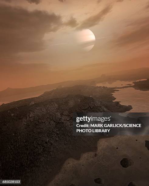 artwork of seas on titan - titan stock illustrations