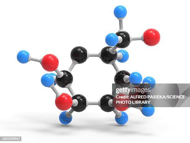glucose sugar molecule - atomic imagery stock illustrations
