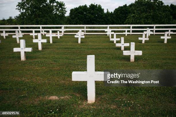 The cemetery at The Louisiana State Penitentiary, also known as Angola, in Saint Francisville, Louisiana on April 26, 2017. Angola, one of the few...