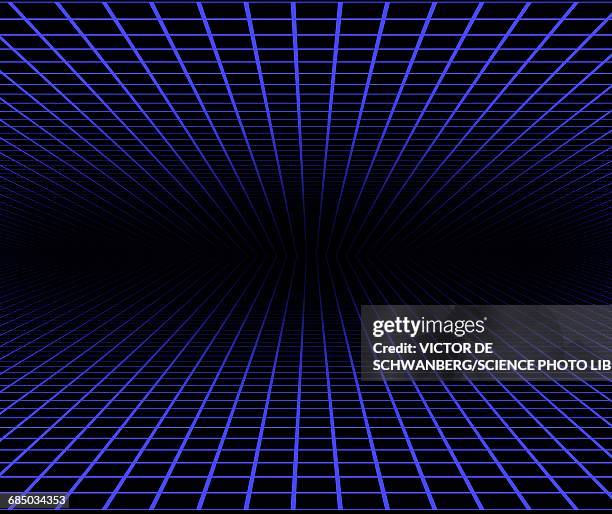 ilustrações, clipart, desenhos animados e ícones de blue grid against black background - perspectiva espacial