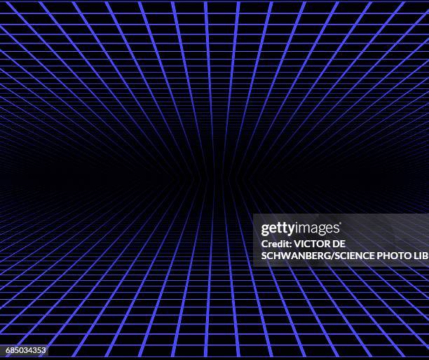 blue grid against black background - diminishing perspective stock illustrations