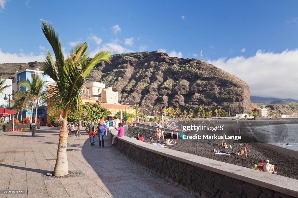 Promenade at the beach of Puerto de Tazacorte, La Palma, Canary Islands, Spain