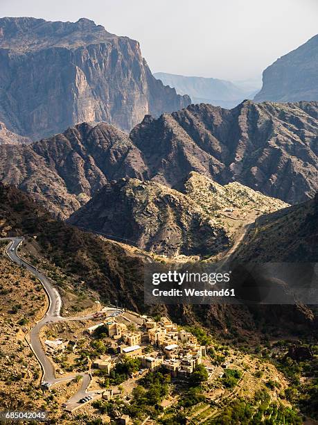 oman, jabal akhdar, al shuraijah village - jebel akhdar oman stock pictures, royalty-free photos & images