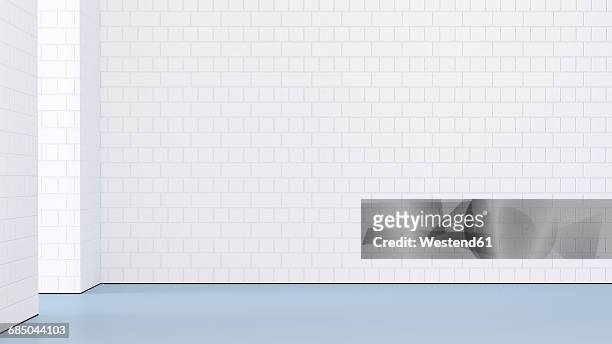 empty room with white brick wall, 3d rendering - white brick wall stock illustrations