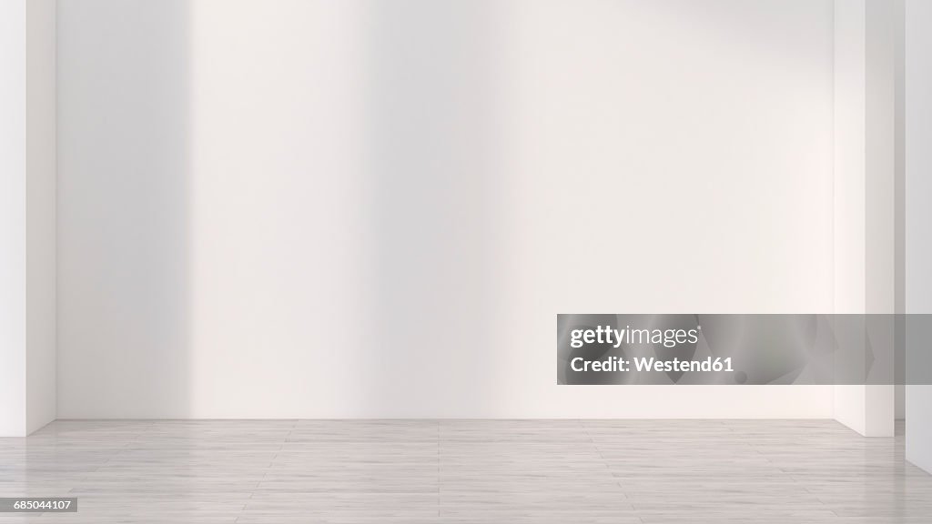 Empty room with white wall, 3d rendering