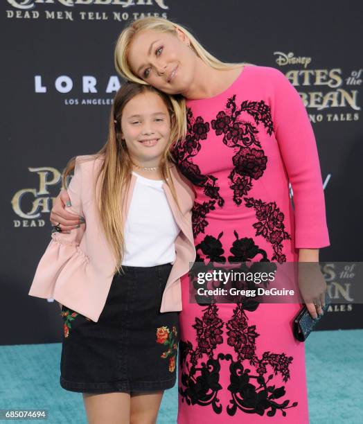 Elisabeth Rohm and daughter Easton arrive at the premiere of Disney's "Pirates Of The Caribbean: Dead Men Tell No Tales" at Dolby Theatre on May 18,...