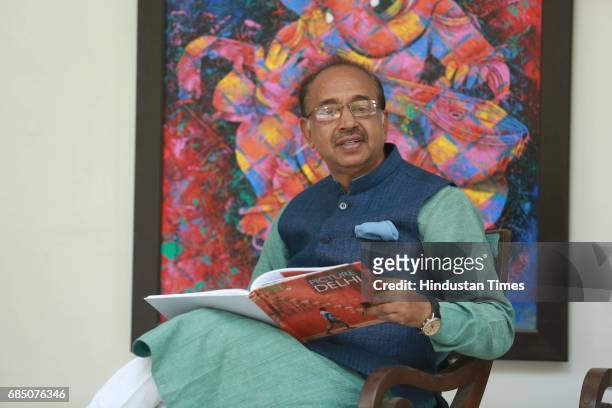 Union Sports Minister Vijay Goel poses during an exclusive interview with Hindustan Times, at his residence, on May 16, 2016 in New Delhi, India.