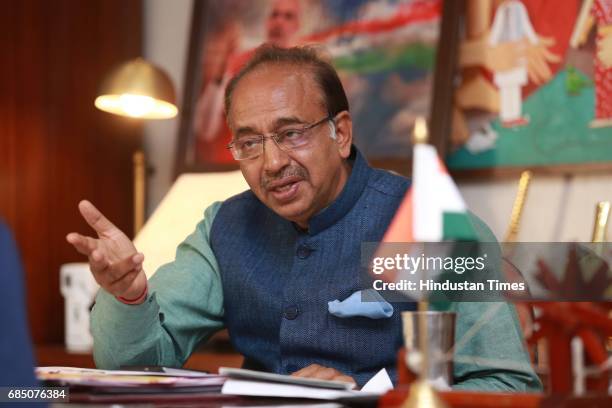 Union Sports Minister Vijay Goel poses during an exclusive interview with Hindustan Times, at his residence, on May 16, 2016 in New Delhi, India.