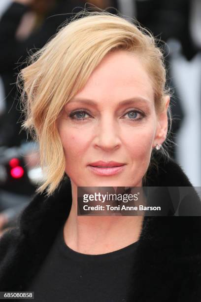 Uma Thurman attends the "Nelyobov " screening during the 70th annual Cannes Film Festival at Palais des Festivals on May 18, 2017 in Cannes, France.