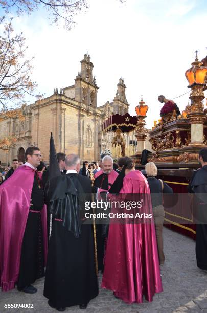 Penitent preparing for the great Good Friday procession in Ubeda, Jaen, Andalusia, Spain, April 2015.