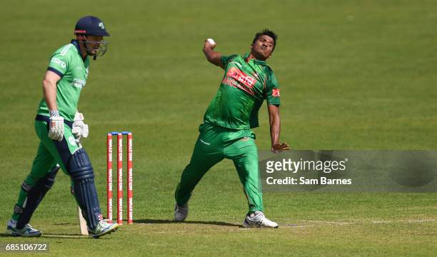 Dublin , Ireland - 19 May 2017; Rubel Hossain of Bangladesh bowls to William Porterfield of Ireland during the One Day International match between...